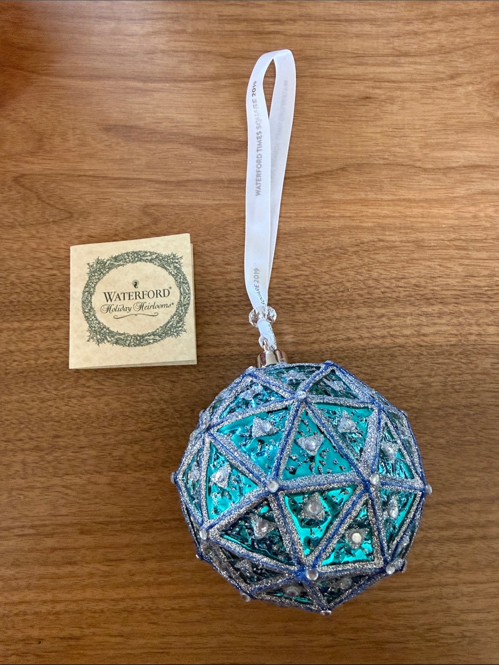 Waterford Blue Green 2019 Times Square Geometric Holiday Ornament